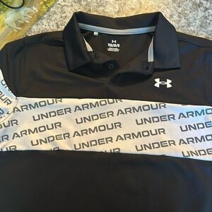 Under Armour youth large polo. Blk/wht/grey.